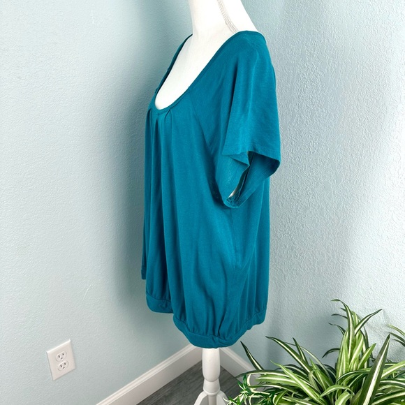 Mossimo Plus Size 24w/26w Blue Top Scoop Neck Keyhole Back - Picture 4 of 11